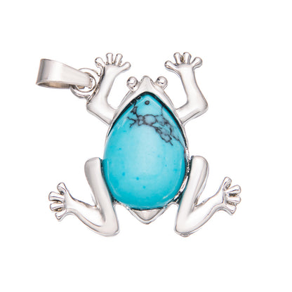 Crystal Gem Alloy Frog Pendant Necklace