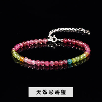 Natural Rainbow Tourmaline Extremely Fine Bracelet 925 Silver