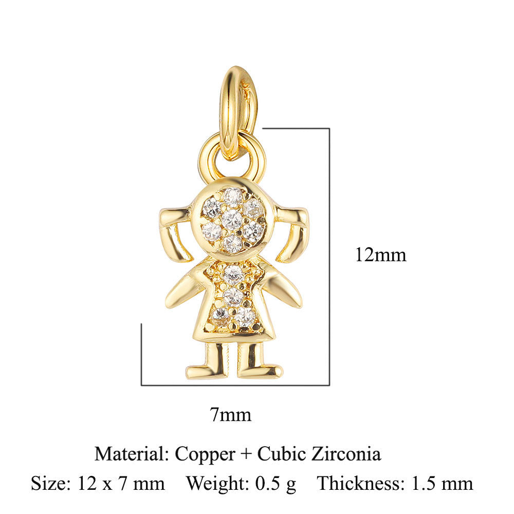 Copper zircon pendant, round ball beetle DIY.