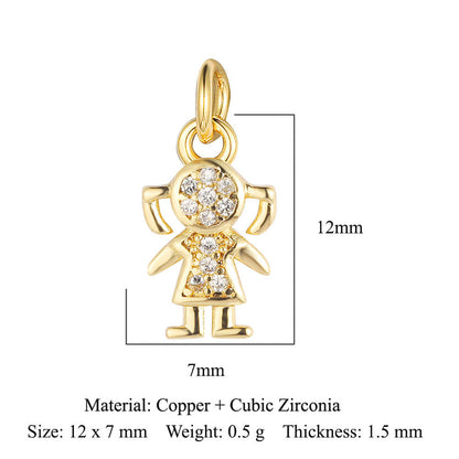 Copper zircon pendant, round ball beetle DIY.