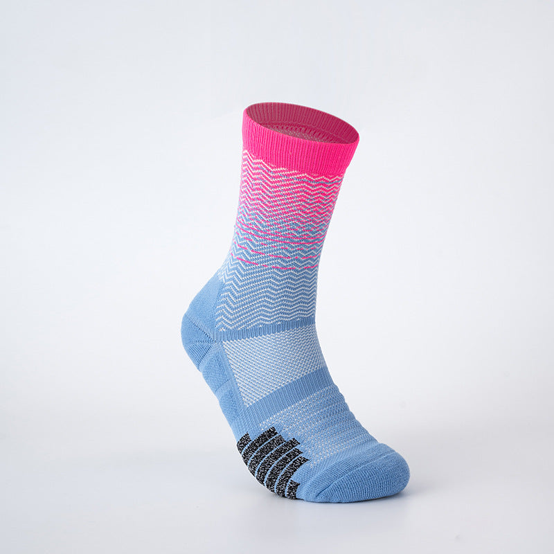 Mid-Length Basketball Socks Thick Gradient Color