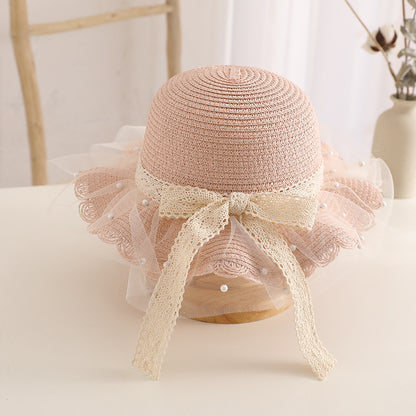 Kids Sun Hat Family Straw Cute Princess Summer Baby Beach Bag