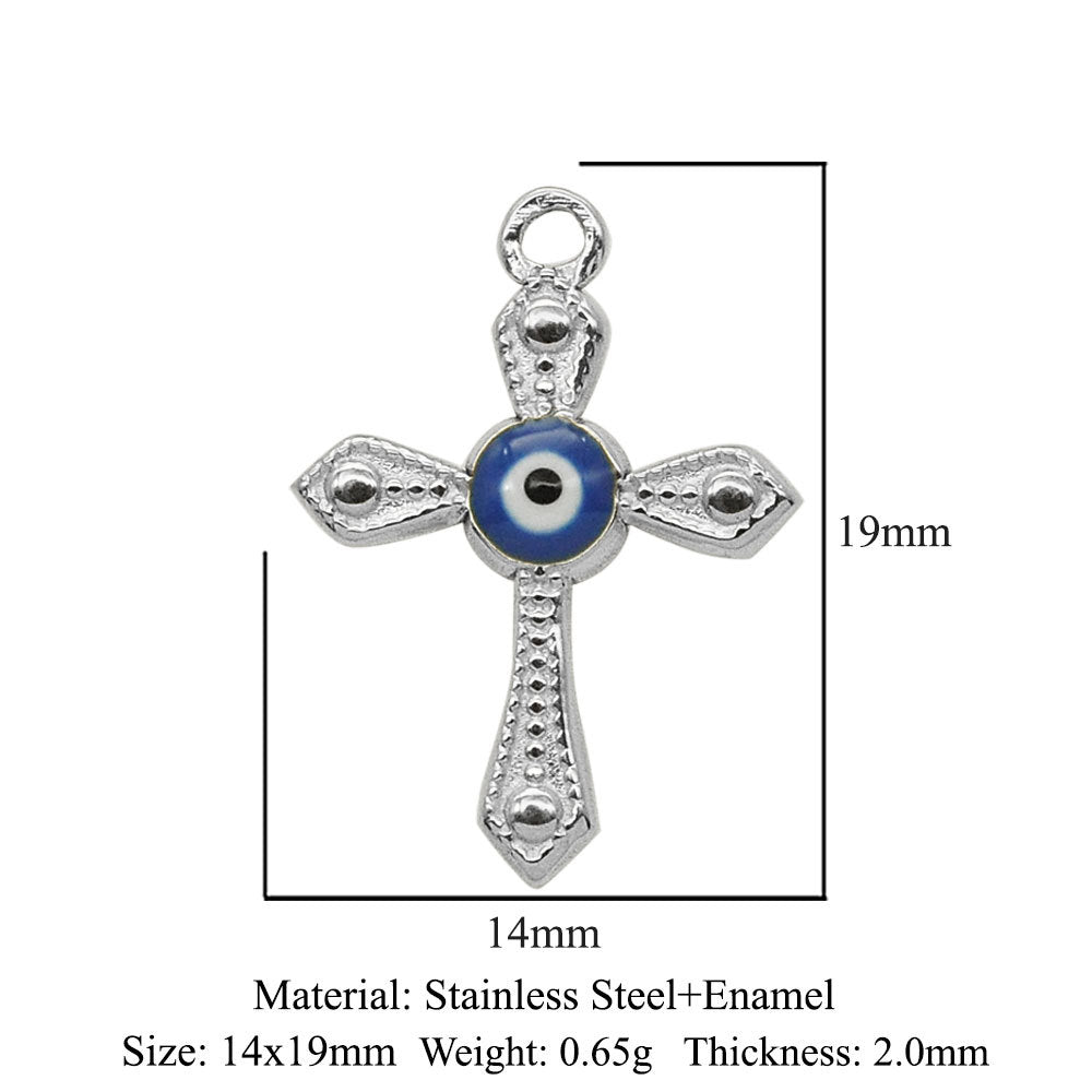 3 pcs/bag stainless steel cross leaf eye pendant