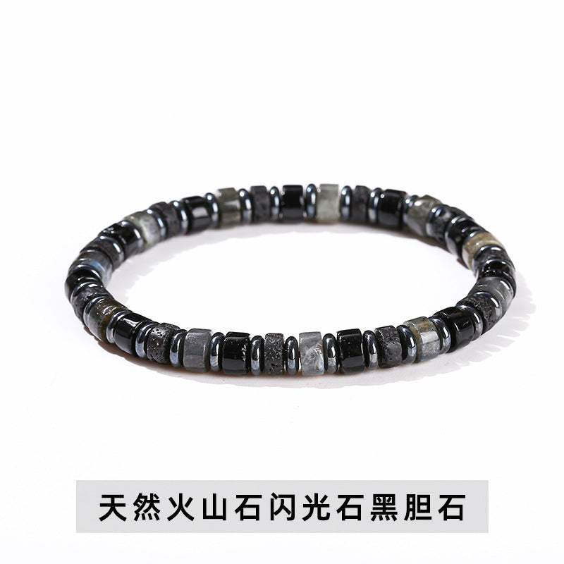 Natural volcanic stone black gallstone abacus bead