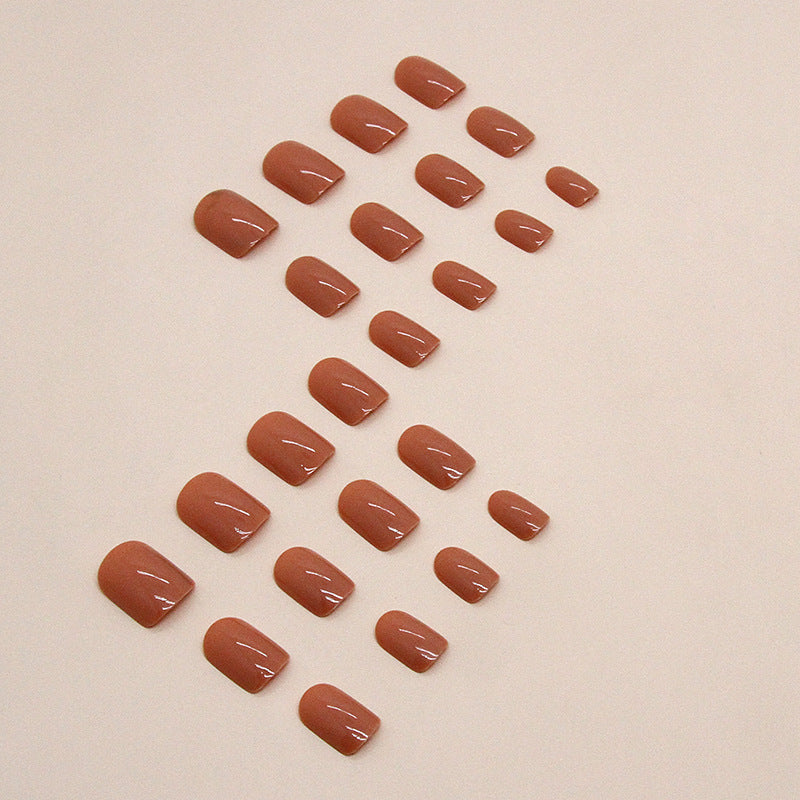 Cream Orange Medium-Length Square Fake Nails