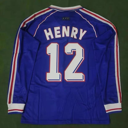 Camiseta retro de manga corta de Zidane Henry de Mbappé de Francia 82-06 