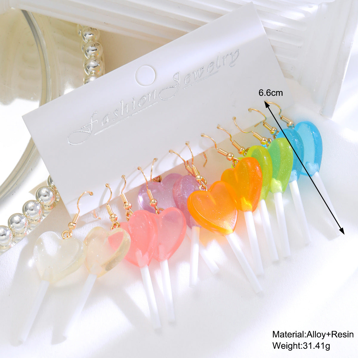 Candy Color Lollipop Heart Shape Long Earrings