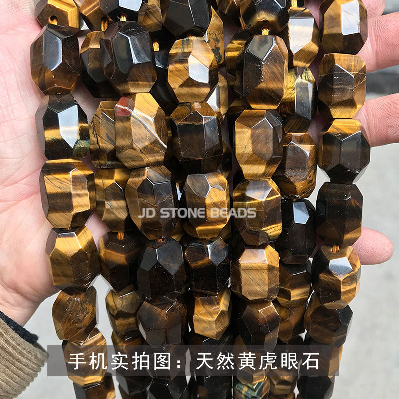 15 * 20Mm crystal rough stone cut face straight hole with shape DIY