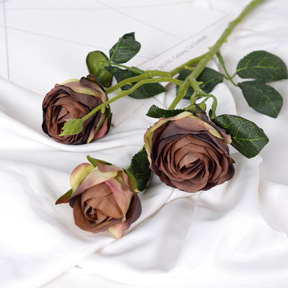 European retro burnt edge simulation 3-head rose bouquet