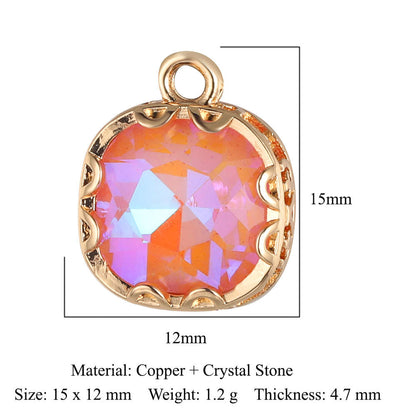 Rectangle copper glass crystal pendant