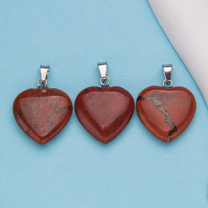 Natural stone peach heart shaped crystal agate pendant