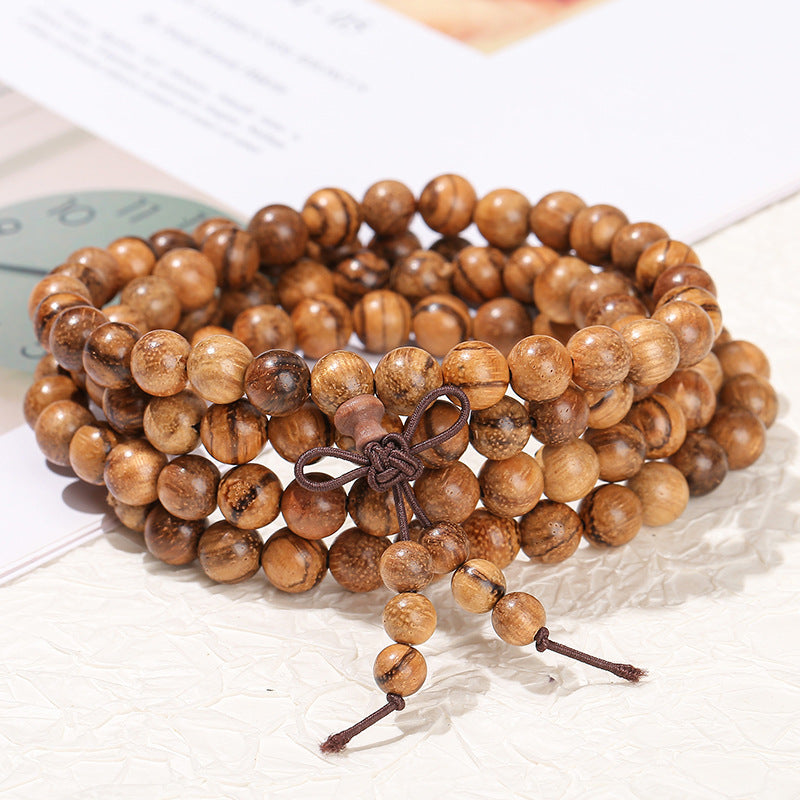 Agarwood multi-circle Buddha bead bracelet.