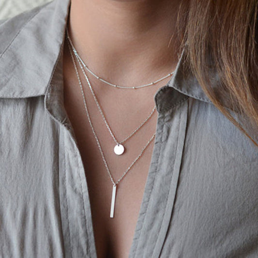 Metal Bar Layered Necklace