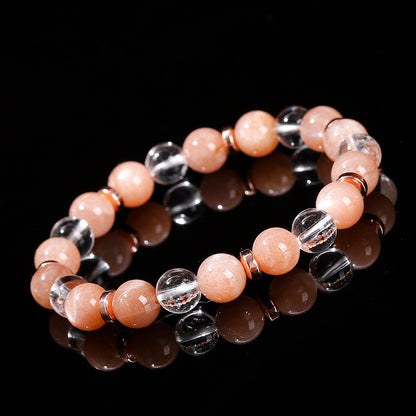 7A natural white crystal with sunstone mixed bracelet.