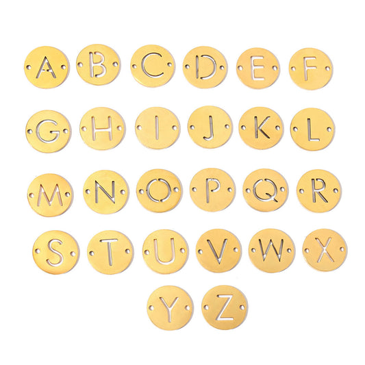 20 pcs/pack gold 26 letter titanium steel pendant