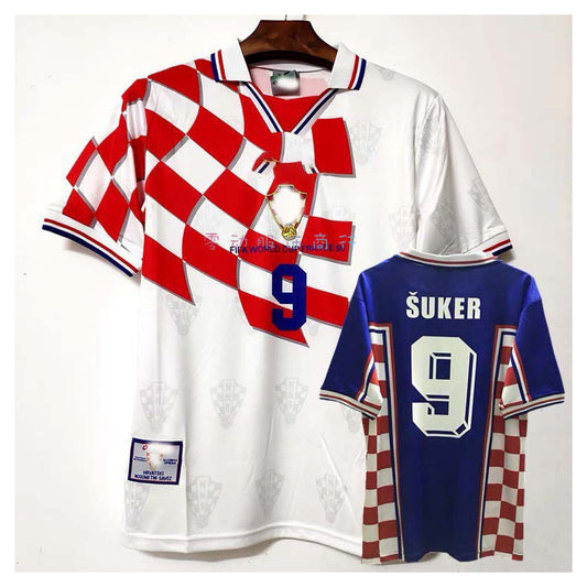 98 World Cup Croatia Home Away Suker Boban Short Sleeve Retro Jersey