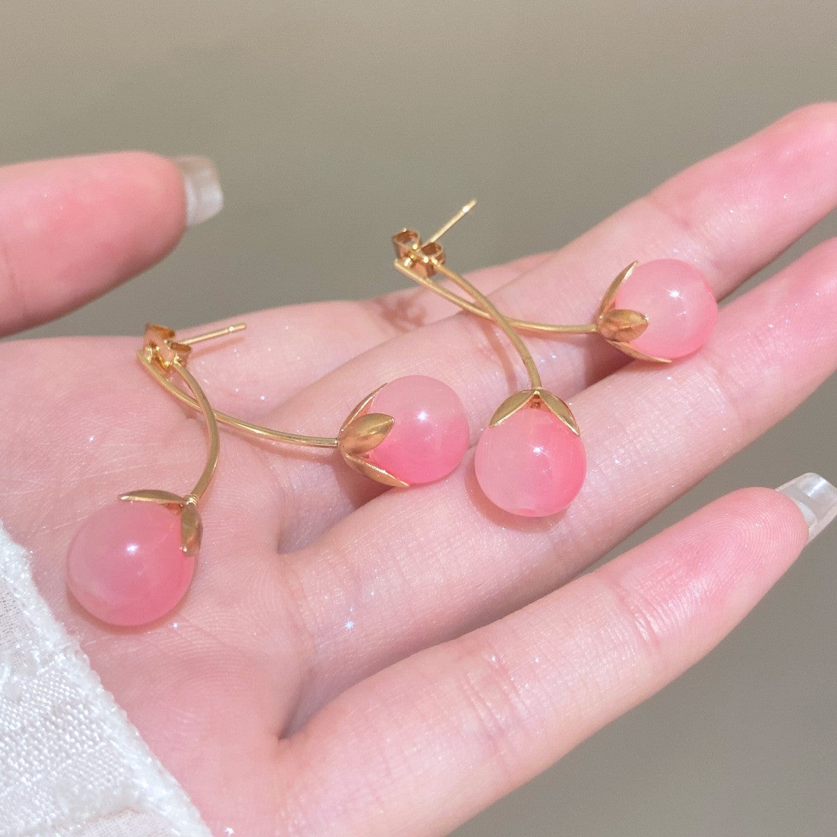 Pink tomato earrings