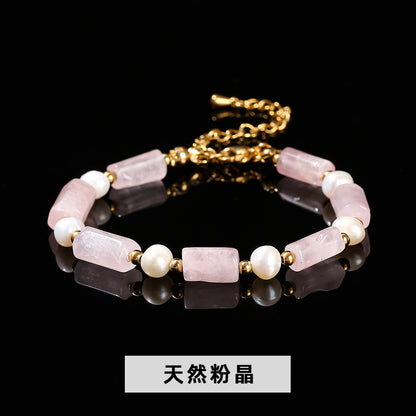 Natural Baroque Pearl Powder Round Tube Bracelet