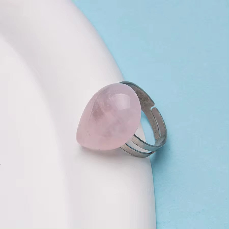 Natural Stone Teardrop Shape Agate Ring