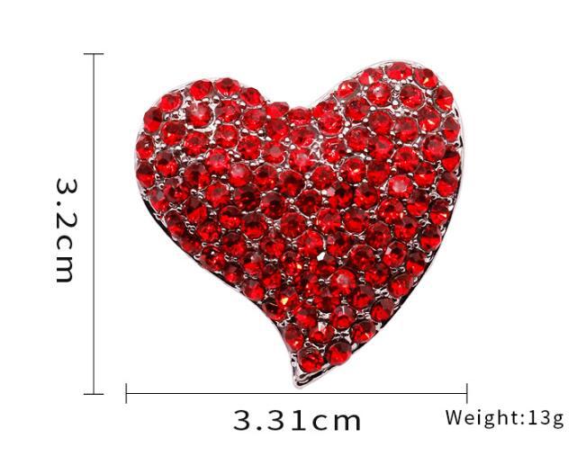 Red Heart Brooch Alloy Diamonds