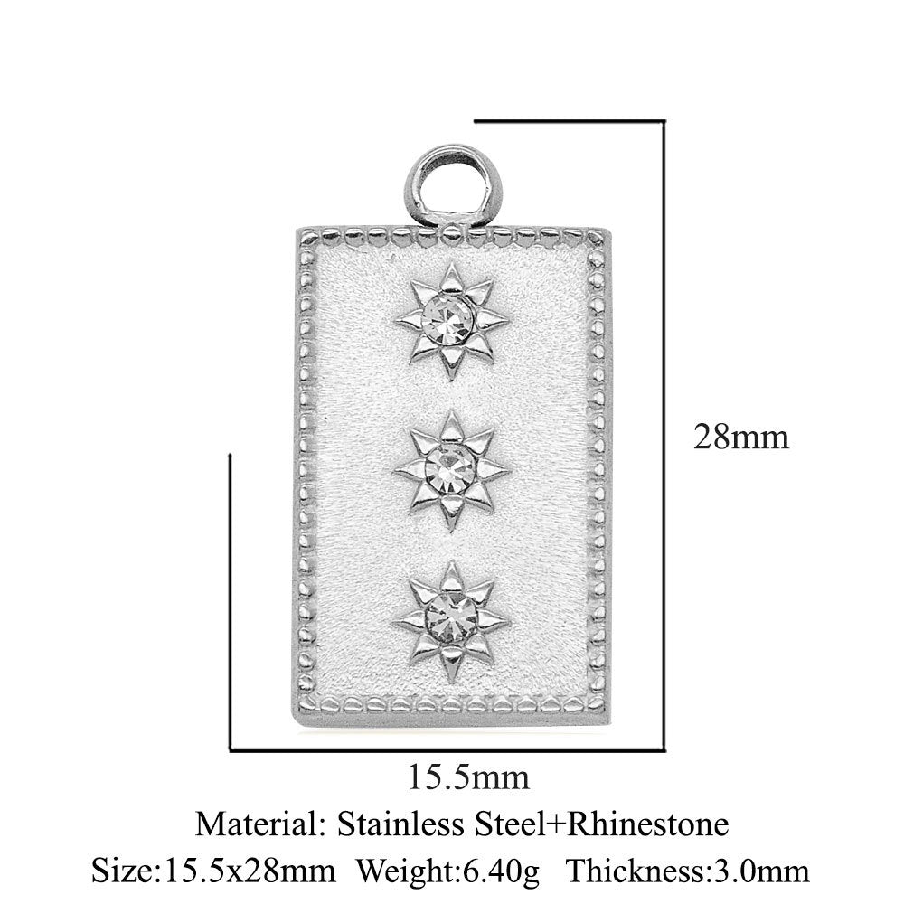 3 pcs/pack stainless steel sun zircon pendant.