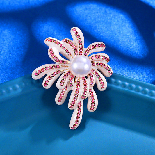 Coral brooch corsage