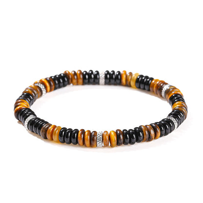 Natural yellow tiger's eye stone black agate abacus beads