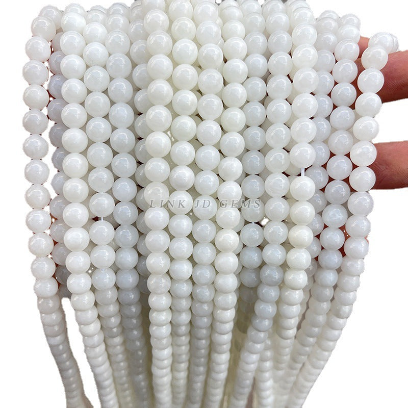 Xinjiang Hetian suet white jade loose beads