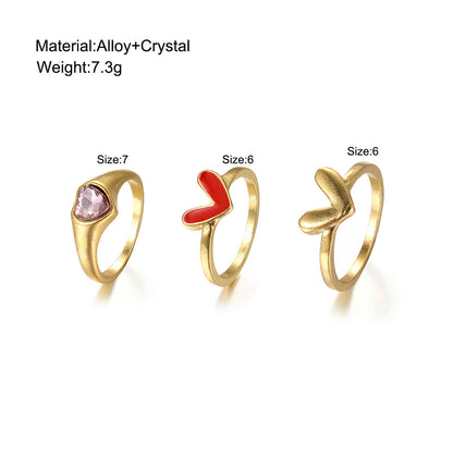 Heart open ring 3-piece set