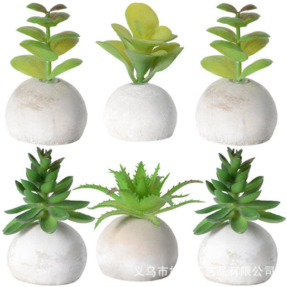 Simulation small cement ball succulent bonsai green plant potted