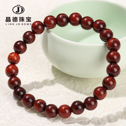 Blood sandalwood bracelet Zambia lobular red sandalwood round bead bracelet