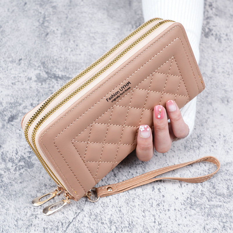 Mobile phone bag double zipper wallet