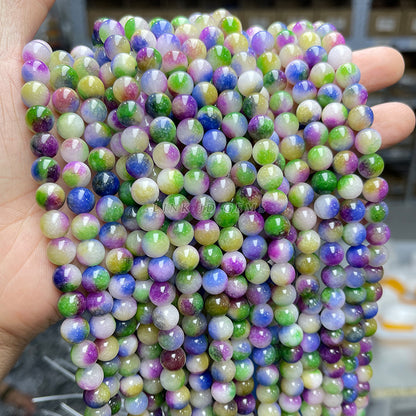 6-10 Mixed color chalcedony round beads Persian jade loose beads