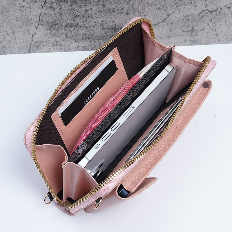 Long wallet, solid color mobile phone bag.