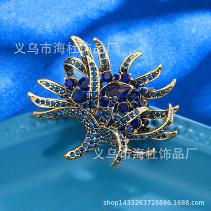 Blue Crystal Brooch