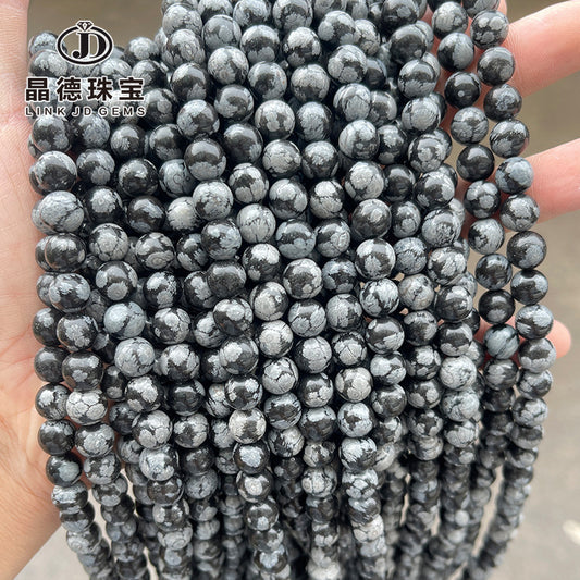 Natural snowflake black flare round beads loose beads