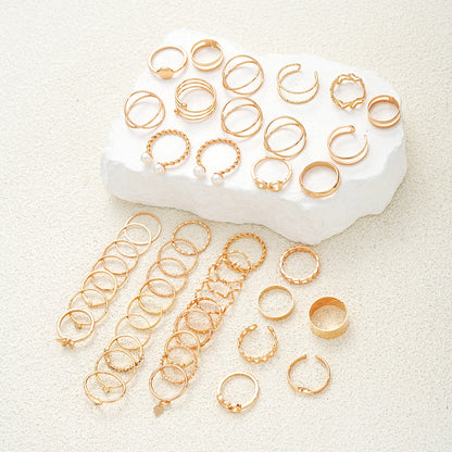 Hollow heart spiral 8-shaped ring 46-piece set