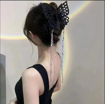 Black Butterfly Tassel Hair Claw