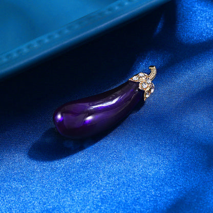 Purple dripping eggplant brooch