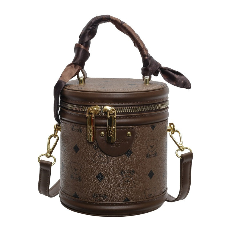 Popular retro printed bucket bag