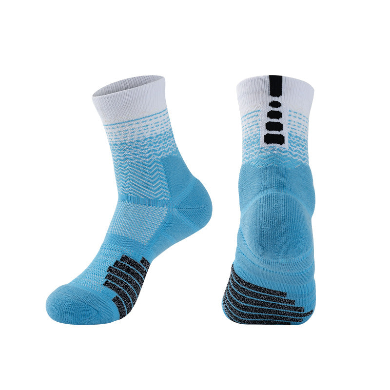 Mid-Length Basketball Socks Thick Gradient Color