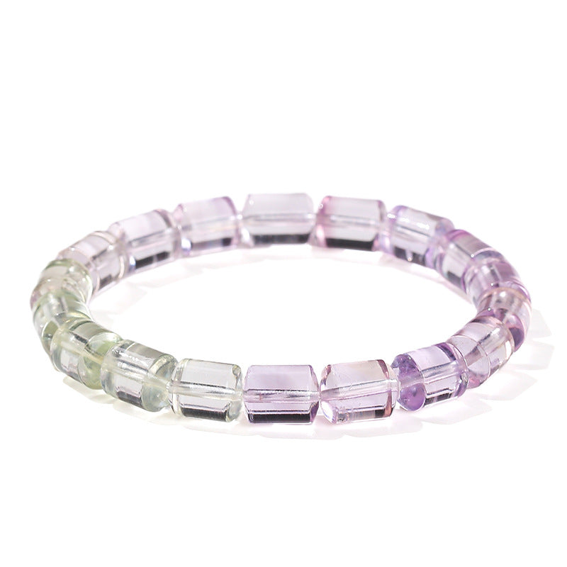 Natural gradual change green crystal round tube bracelet