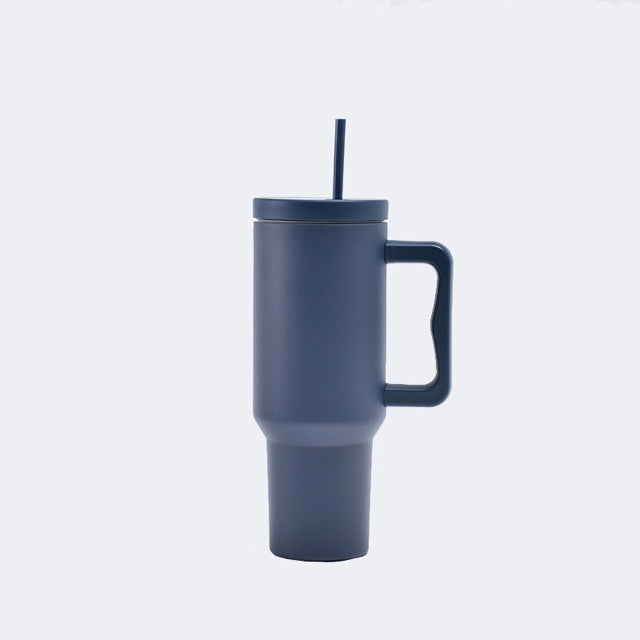 304 Stainless Steel Insulated Mug, 40oz, with Handle and Straw