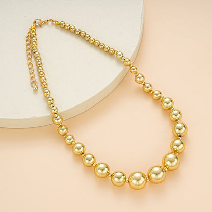 Gold Geometric Round Bead Necklace Set 4 Pieces