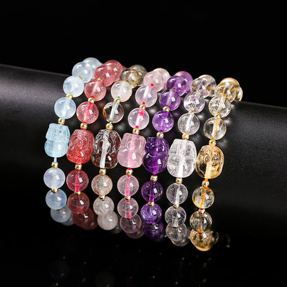 Natural powder crystal Pixiu bracelet.