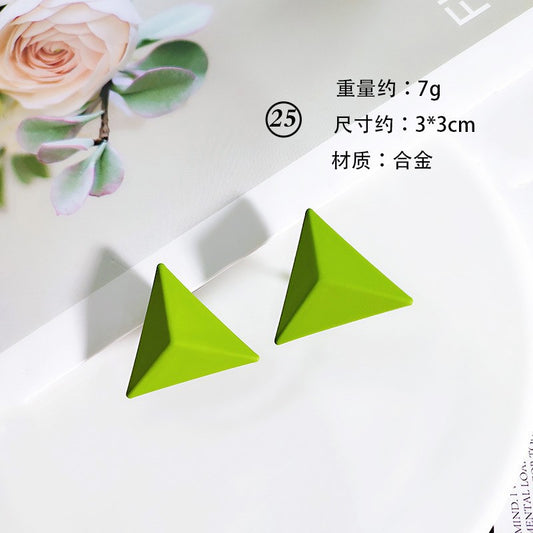 Triangle green stud earrings fashion