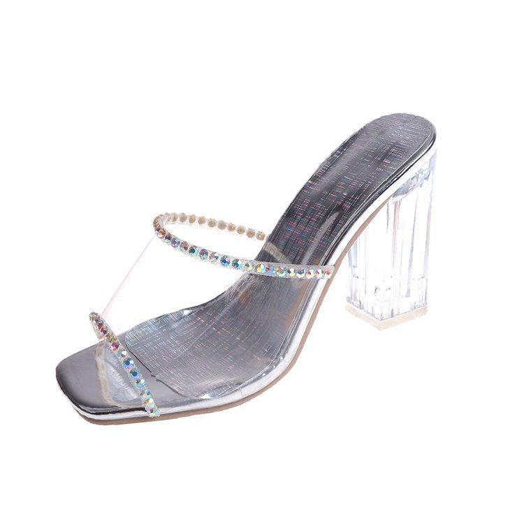 Transparent heel sandals woman