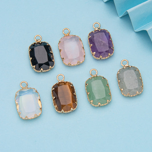 Inlaid faceted crystal semi-precious gemstone jewelry pendant