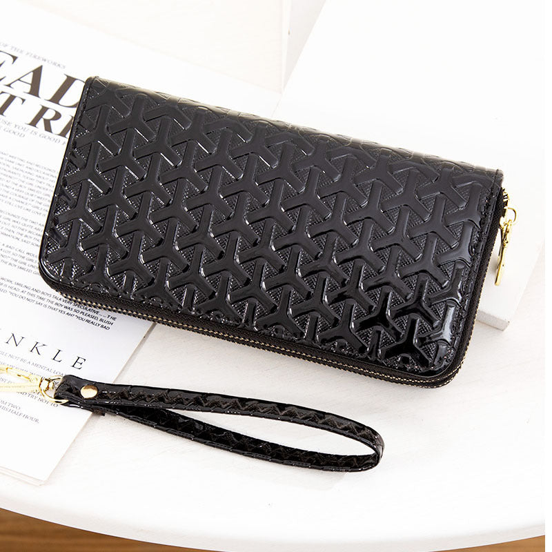 Large capacity patent leather mobile phone bag