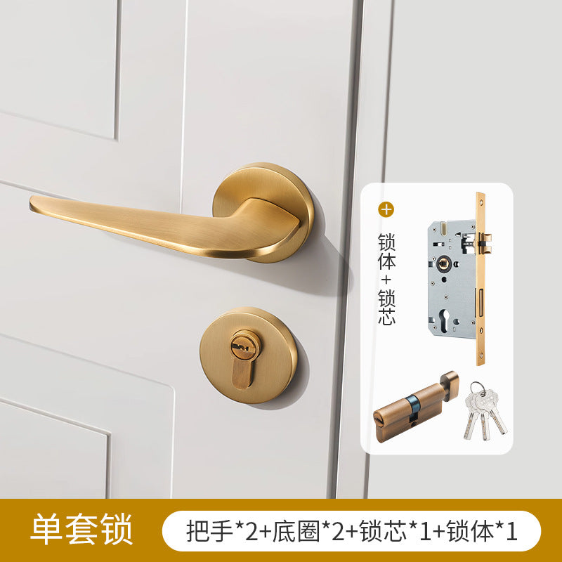 Gold silent brass door lock